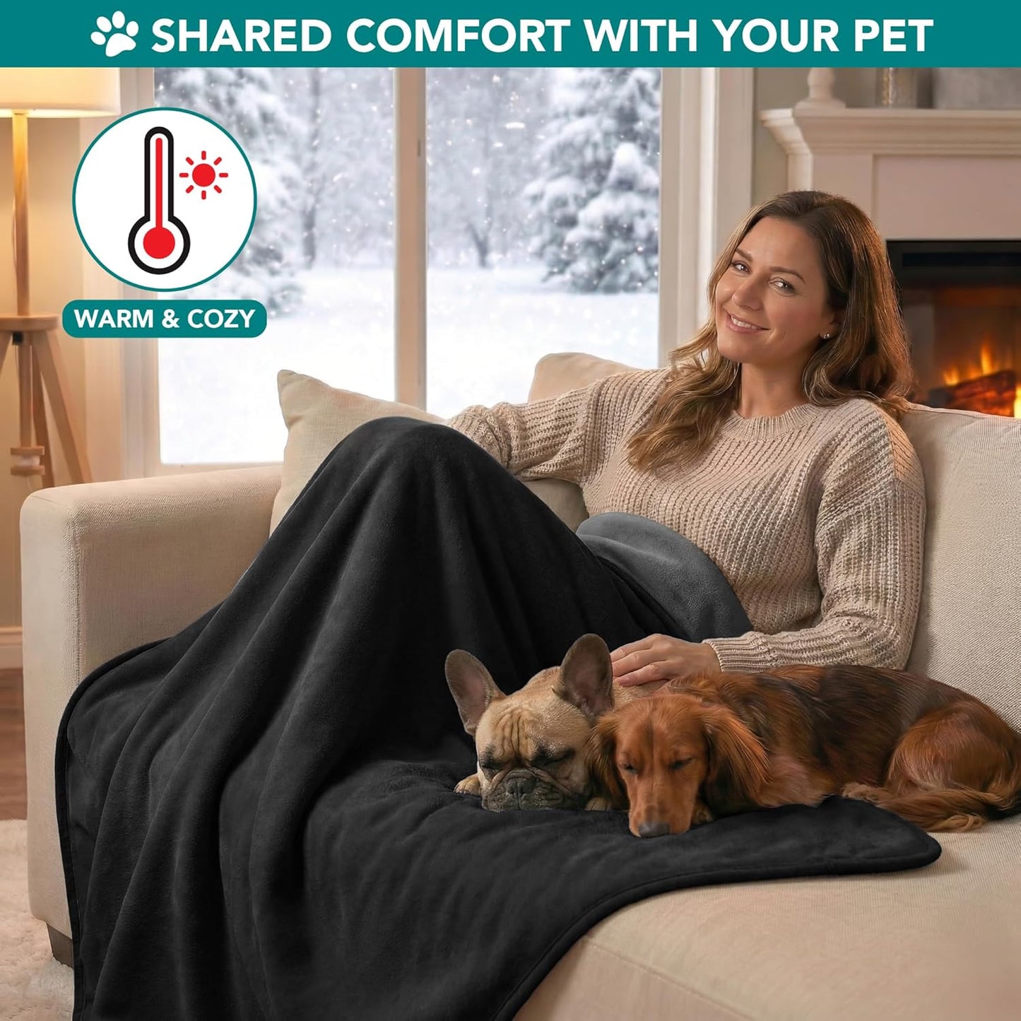 PetAmi Waterproof Dog Blanket for Medium Large Pets Dogs Cats, Pet Couch Cover Protector for Furniture, Reversible Washable Soft Fleece Cat Blanket for Bed Couch Sofa, 40x60 (Taupe/Beige)