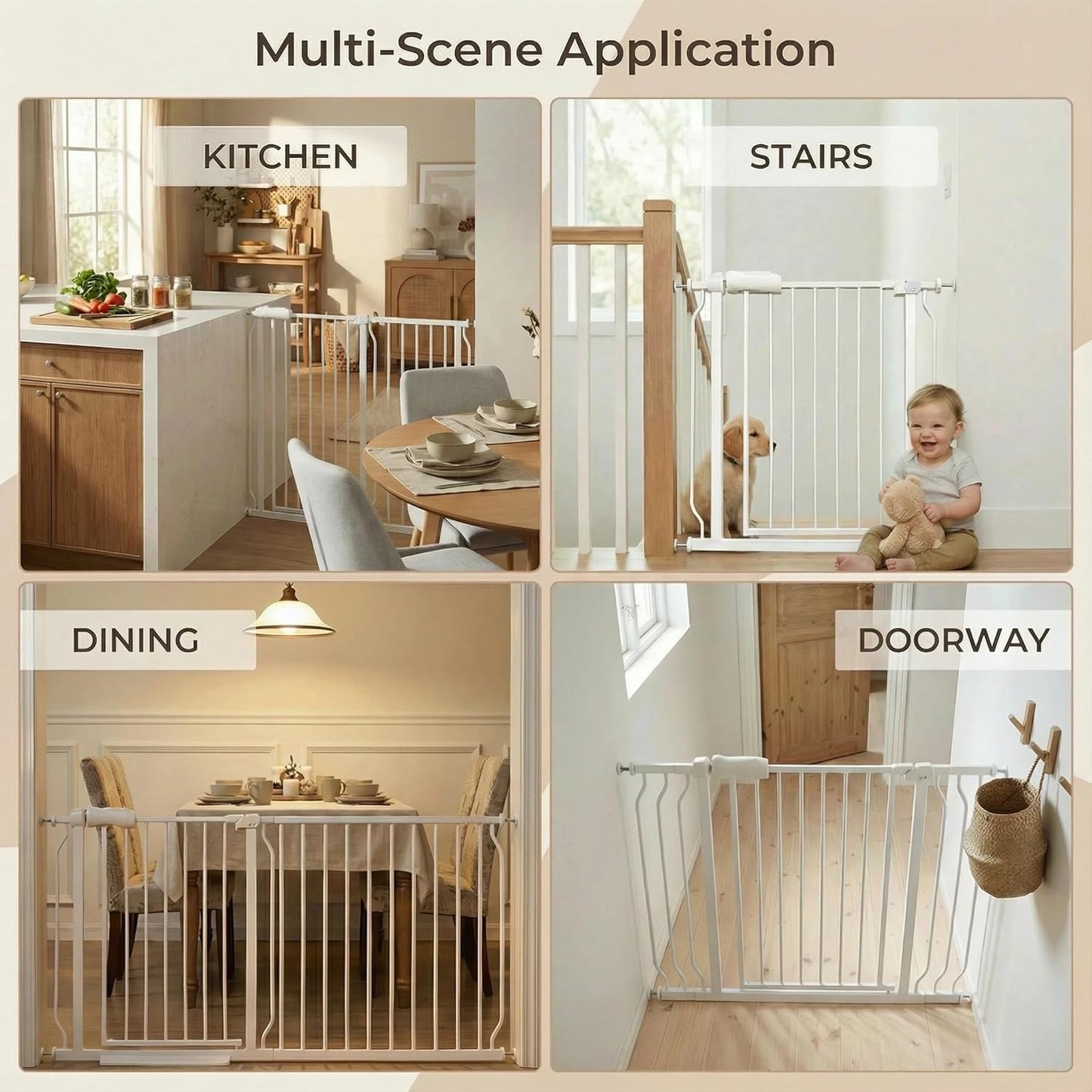 Extra Wide 76.4-81 Inch Large Baby Gates for Stairs, Doorways - No Drilling, Pressure Mounted Pet Gates for Kids & Dogs