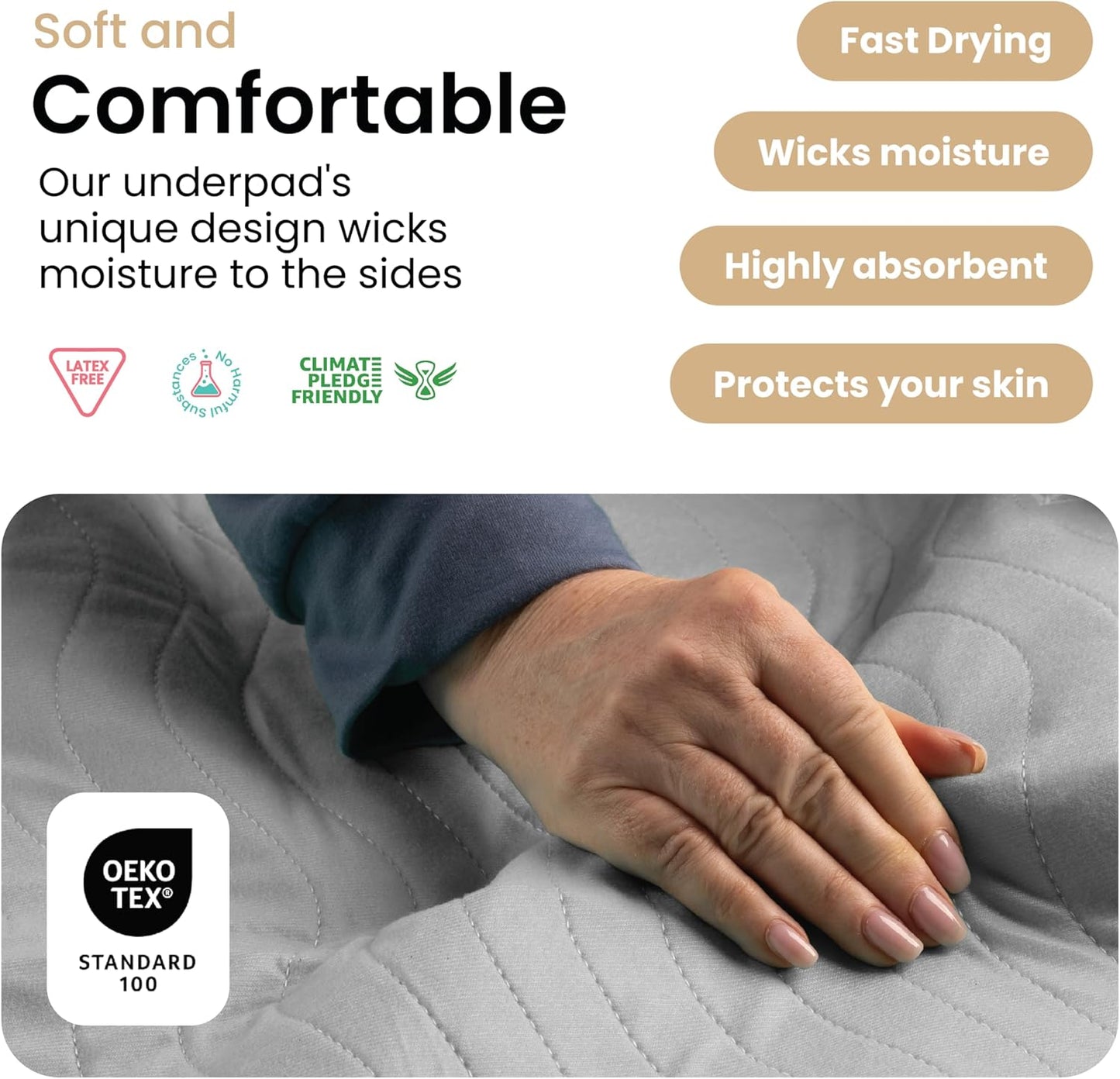 IMPROVIA® Washable Underpads, 34" x 36" (Pack of 4) - Heavy Absorbency Reusable Bedwetting Incontinence Pads for Kids, Adults, Elderly, and Pets - Waterproof Protective Pad for Bed, Couch, Sofa, Floor