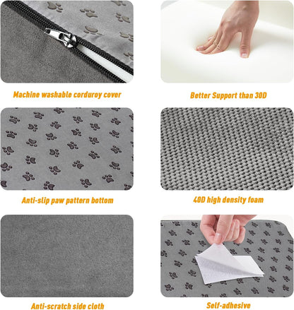 40D Dog Ramp for Stairs for Small & Senior Dogs and Cats – Non-Slip Stair Ramp for Dogs with Gentle Slope, Pet Ramp with Washable Cover & Self-Sticky Pads for Safe Climbing Easy Install(Grey, 3 Pack)