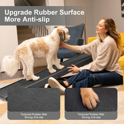 ABORON Antislip Dog Ramp, Adjustable Folding Pet Ramp for Small & Large Old Dogs & Cats, High Traction Portable Rubber Paw Ramps, Supports up to 200 lbs, Used for Bed Couch SUV, 39.3'' Long