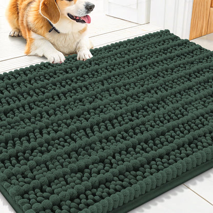 Smiry Dog Door Mat for Muddy Paws 30x20, Extra Soft Absorbent Chenille Doormat, Trap Moisture and Dirt, Non-Slip Machine Washable Front Door Mat for Indoor Entrance Inside Floor, Grey