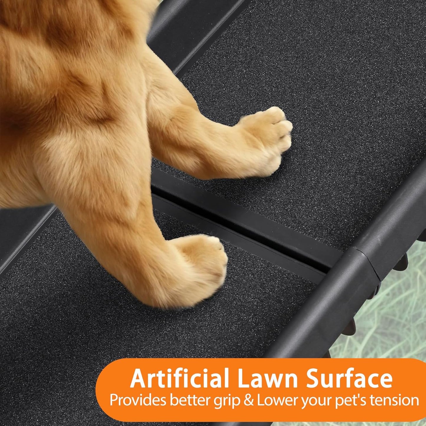 Nouva Folding Dog Ramp for Car - Portable Lightweight Pet Stair for Media Small Dogs with Non-Slip Rug Surface, Cat Car Ramp Step for SUV & Truck