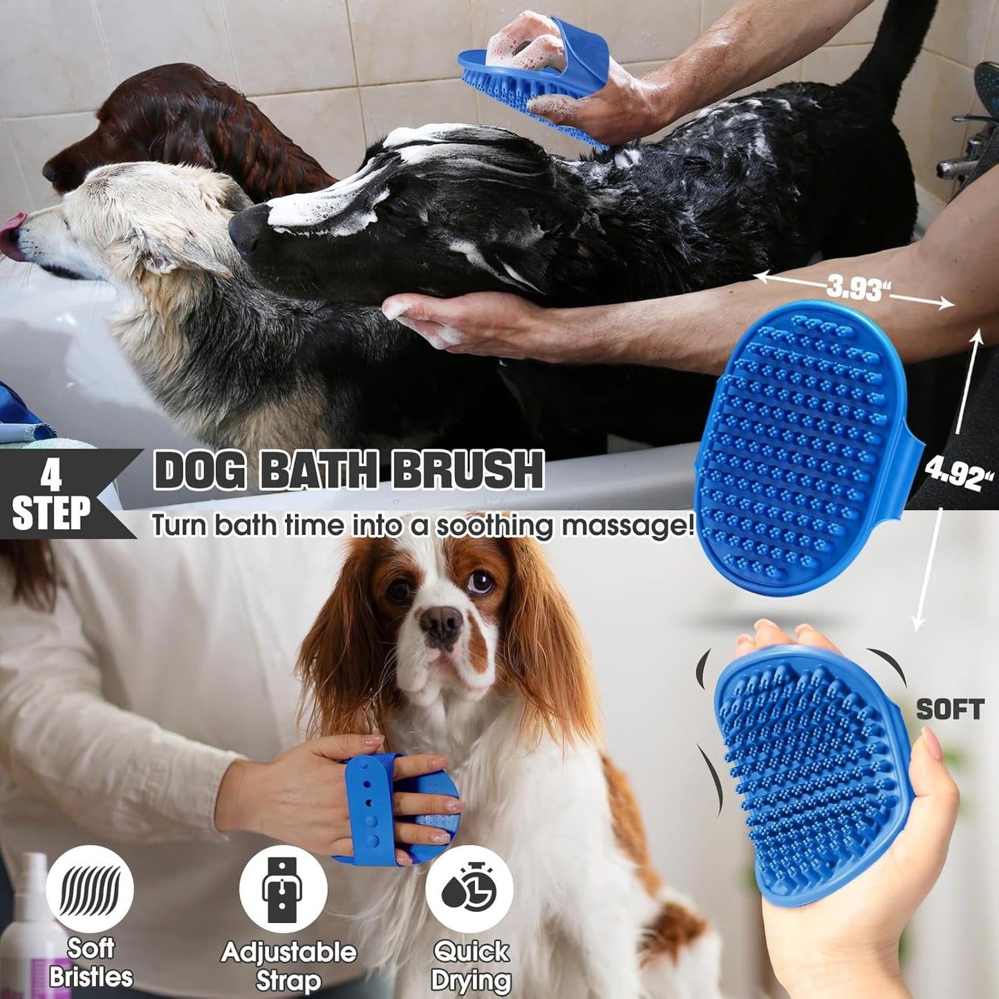 Bonteck Dog Slicker Brush for Dogs Grooming Kit 5PCS | Large Dog Brush for Goldendoodles Poodles Doodles | Long Pin Haired Brush | Poodle Brushes and Comb (Purple)