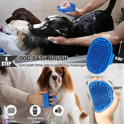 Bonteck Dog Slicker Brush for Dogs Grooming Kit 5PCS | Large Dog Brush for Goldendoodles Poodles Doodles | Long Pin Haired Brush | Poodle Brushes and Comb (Purple)