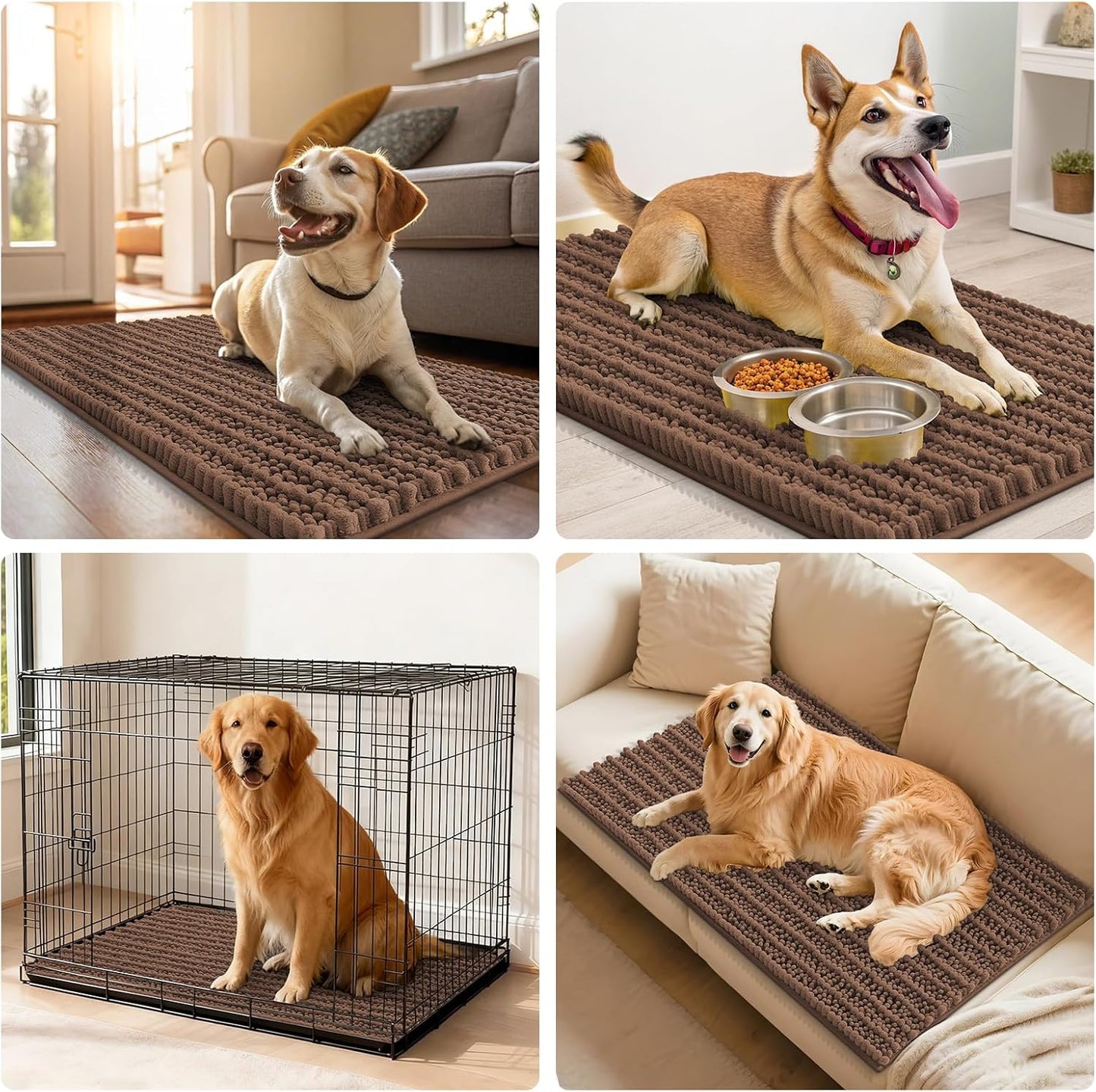 Smiry Dog Door Mat for Muddy Paws 30x20, Extra Soft Absorbent Chenille Doormat, Trap Moisture and Dirt, Non-Slip Machine Washable Front Door Mat for Indoor Entrance Inside Floor, Grey