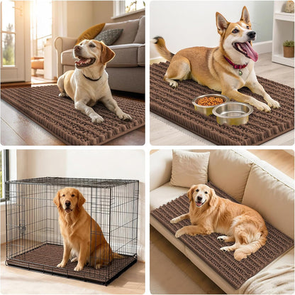 Smiry Dog Door Mat for Muddy Paws 30x20, Extra Soft Absorbent Chenille Doormat, Trap Moisture and Dirt, Non-Slip Machine Washable Front Door Mat for Indoor Entrance Inside Floor, Grey