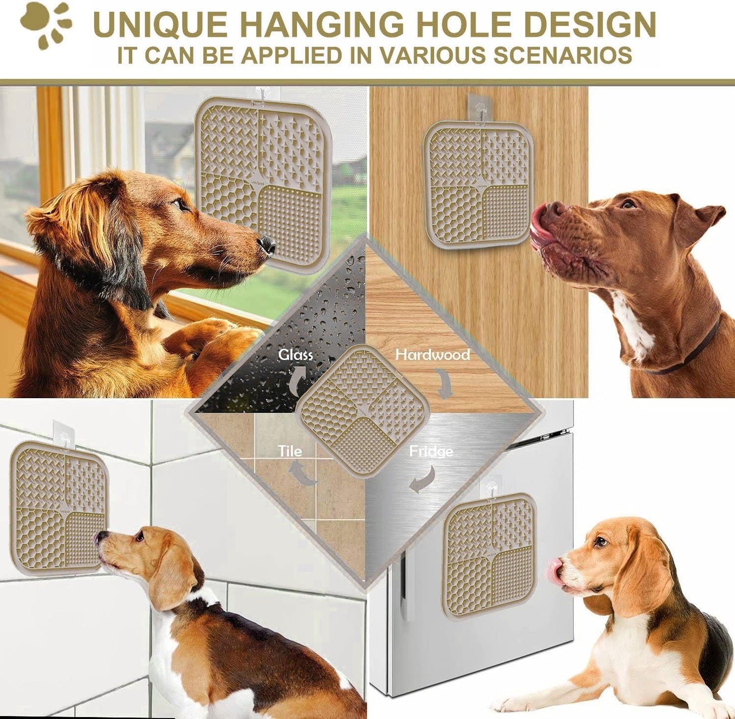 Licking Mat for Dogs & Cats with Suction Cups, 1 Pack Square Dog Slow Feeder Lick Pat for Anxiety Relief & Boredom, Dog Toys to Keep Them Busy, Pets Grooming Bathing Training Mat