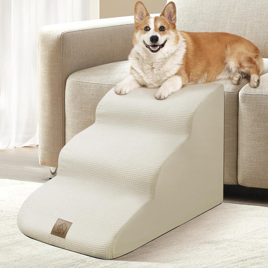Mestuel 2-Tiers Extended Dog Stairs Steps for Couch Sofa, Dog Stairs for Small Dogs, Pet Stairs Ramp Ladder Friendly to Small Old Joint Injury Dogs Cats,Non-Slip & Washable,Blue