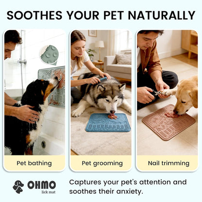 OHMO Lick Mat for Dogs and Cats Large(2 Pack) Nature Design Easy to Clean Pet Slow Feeder with Suction Cups, for Anxiety Relief and Boredom Reduction(Mars+Coral)