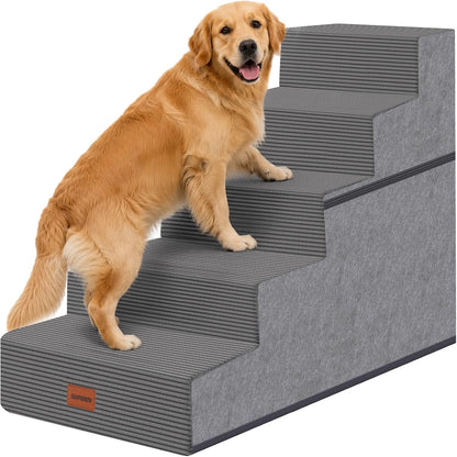 Dog Stairs for Small Dogs, 13.5" H, 3-Step Pet Steps for Couch Sofa and Chair, Non-Slip Balanced Pet Ramp for Medium Cats,Indoor Dog Ladder, Grey