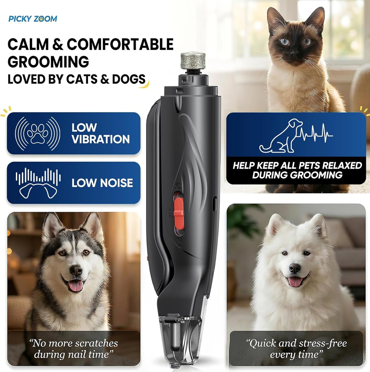 2-in-1 Dog & Cat Nail Clippers and Grinder with Light – Upgraded Safety Guard to Avoid Overcutting, Sharp Blade, Painless Quiet Pet Nail Claw Trimmers, Professional Grooming Tool for Large Small Pets