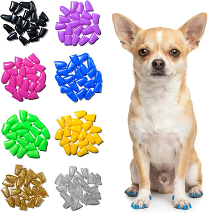 zetpo Dog Nail Caps & Claw Caps (100 pcs) - Anti Slip Dog Toe Grips & Covers for Hard Floors - Instant Traction & Mobility Support for Senior Dogs - Stops Scratches & Reduces Floor Noise (XL)