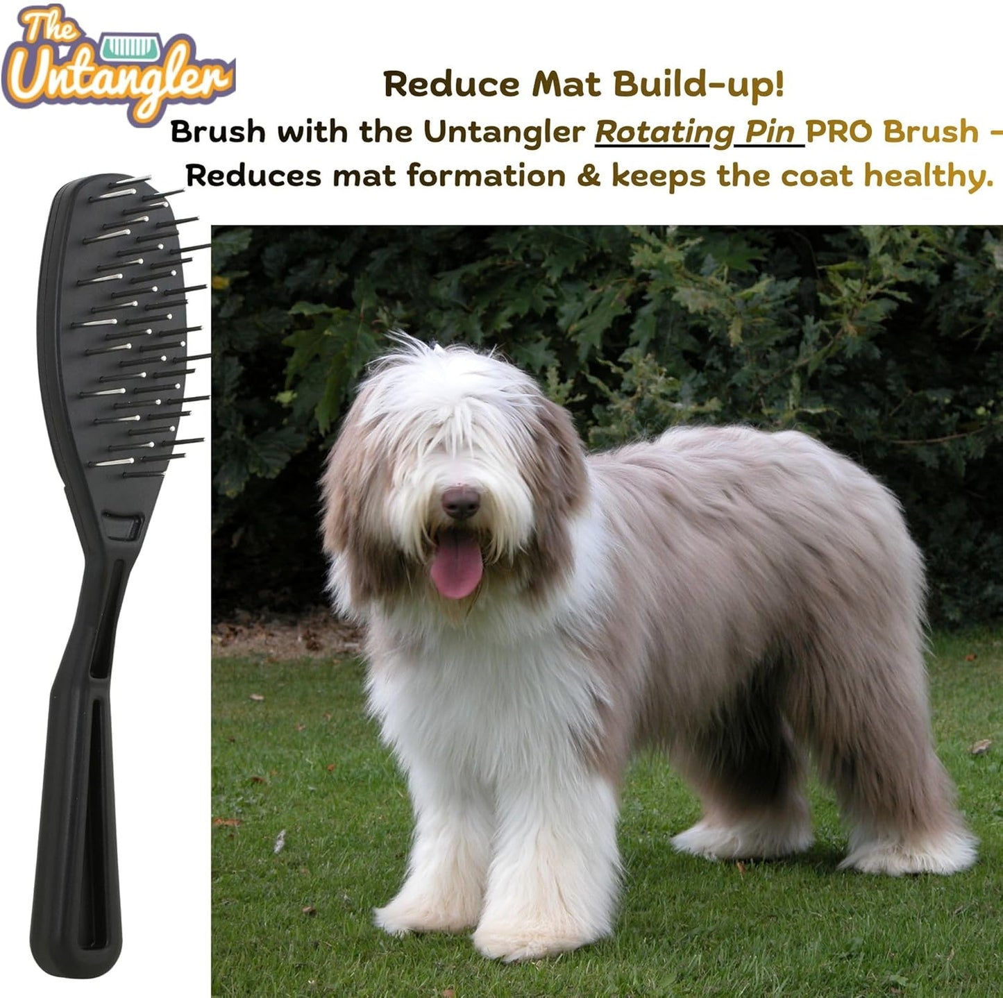 Undercoat Mini-Rakes for Effective Dematting and Grooming Dogs and Cats has V-Shape Head and Double Row, Stainless-Steel Rotating Teeth (Extra-Long Tooth Mini Rake)