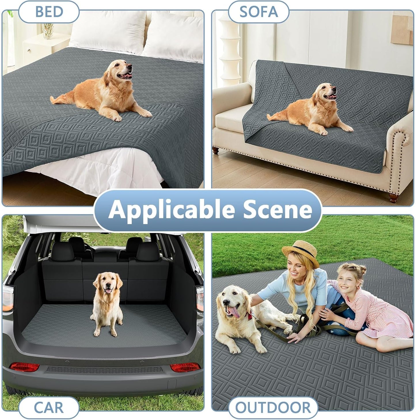 hyha Waterproof Dog Blanket, Soft Pet Bed Blankets, Waterproof Sofa Couch Cover for Dogs Washable, Reversible Pet Couch Covers for Sofa Furniture (30x70 Inch, Grey/Dark Grey)