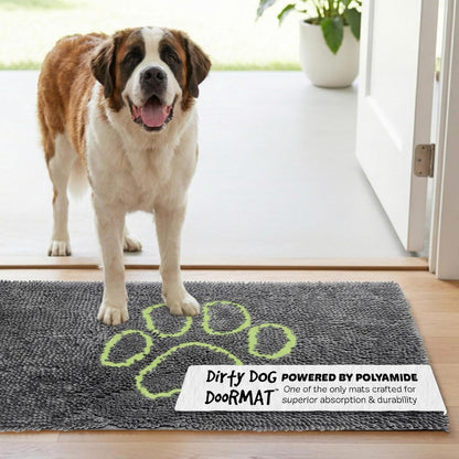 Dog Gone Smart Dirty Dog Doormat - Fast Drying Rug with Super Gripper Backing for Clean Floors - Super Absorbent and Machine Washable Mat for Muddy Paws - Grey