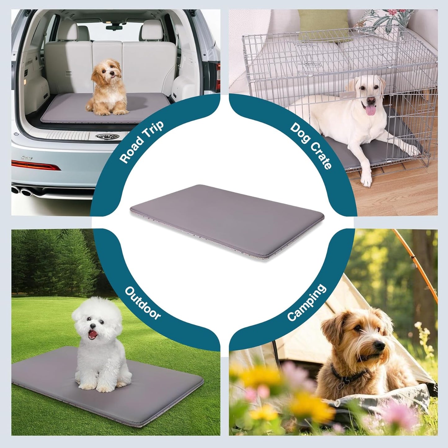 Dog Bed for Crate Pad High Resilience Foam Crate Pad Mat for Medium Large Dogs Washable Anti-Slip, Outdoor, 35" x 22",Dark Gray