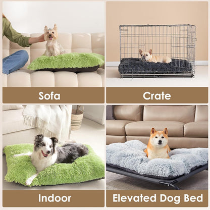 EHEYCIGA Fluffy Dog Crate Bed for Medium Dogs, Plush Faux Fur Crate Pad, Calming Anti Anxiety Medium Dog Bed, Washable Soft Warm Crate Mat with Non-Slip Bottom