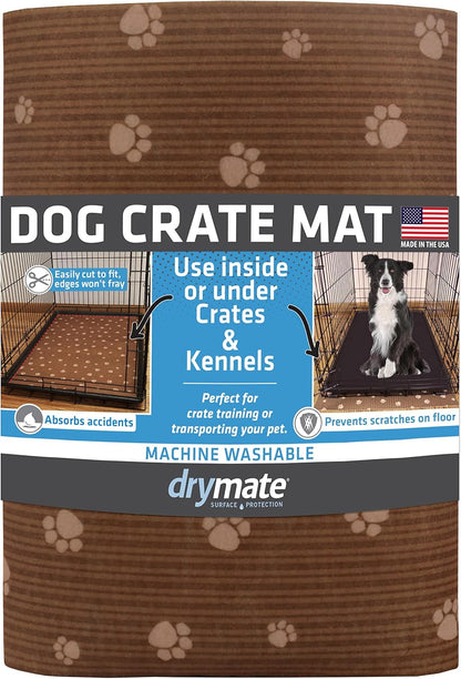 Drymate Dog Crate Mat Liner, Absorbs Urine, Waterproof, Non-Slip, Washable Puppy Pee Pad for Kennel Training - Use Under Pet Cage to Protect Floors, Thin Cut to Fit Design (USA Made) (LGrey)(29"x48")