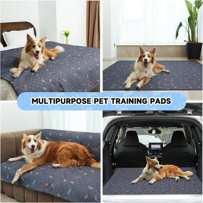 Sunheir Washable Pee Pads for Dogs Large 48" x 48" 2-Pack Reusable Puppy Pads Pet Training Pads, Absorb Dog Mats, Whelping Pad, Non-Slip Protects Against Urine Leakage (Leaves - Deep Grey, 48x48)