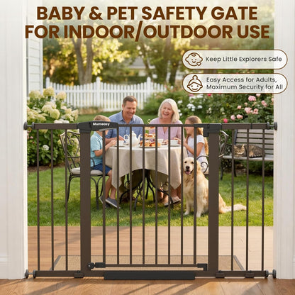 Mumeasy 36" High Extra Tall Dog Gate, 29.6"-40.5" Wide Pressure Mounted Tall Baby Gate for Dog, Auto Close Pet Gate with Door for Stairs,Doorways,House,Black
