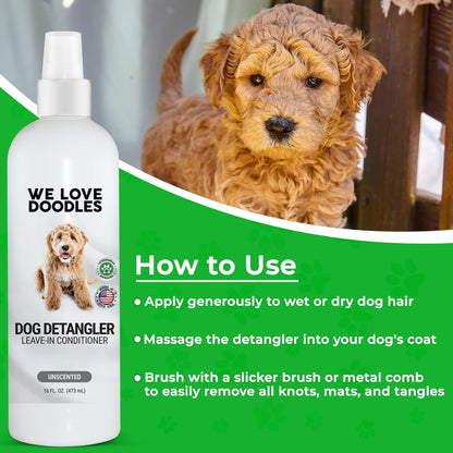 We Love Doodles Dog Detangler Spray - Leave-in Conditioner for Dogs - Dog Detangling Spray - Dematting Spray for Dogs - Tangle Remover - Made in The USA, Large 16 fl oz (Ocean Breeze)