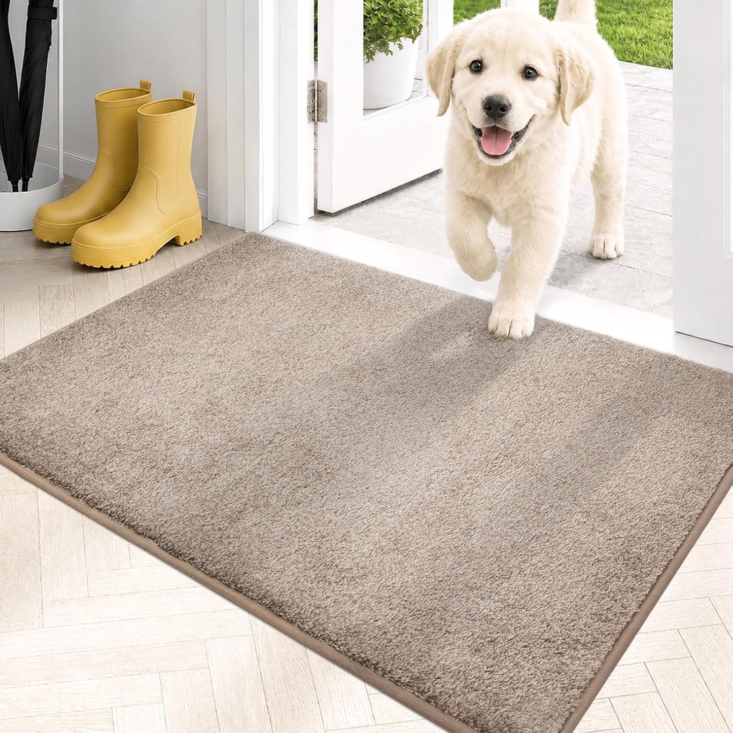PURRUGS Dirt Trapping Door Mat 20" x 31.5", Non-Slip Machine Washable Entryway Rug, Dog Doormat, Indoor Front Door Mat, Super Absorbent Entry Rug for Muddy Shoes & Paws, Bluish Grey-Black
