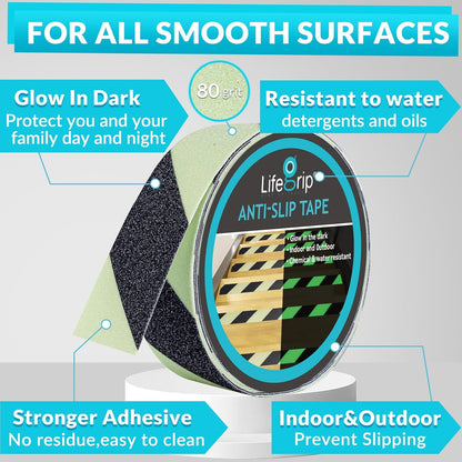 LifeGrip Anti Slip Transparent Anti Slip Tape, 4 inch by 30 feet, Non-Slip Traction Grip Tape to Tubs, Boats, Stairs, Clear, Soft, Comfortable for Bare feet (4" X 30')
