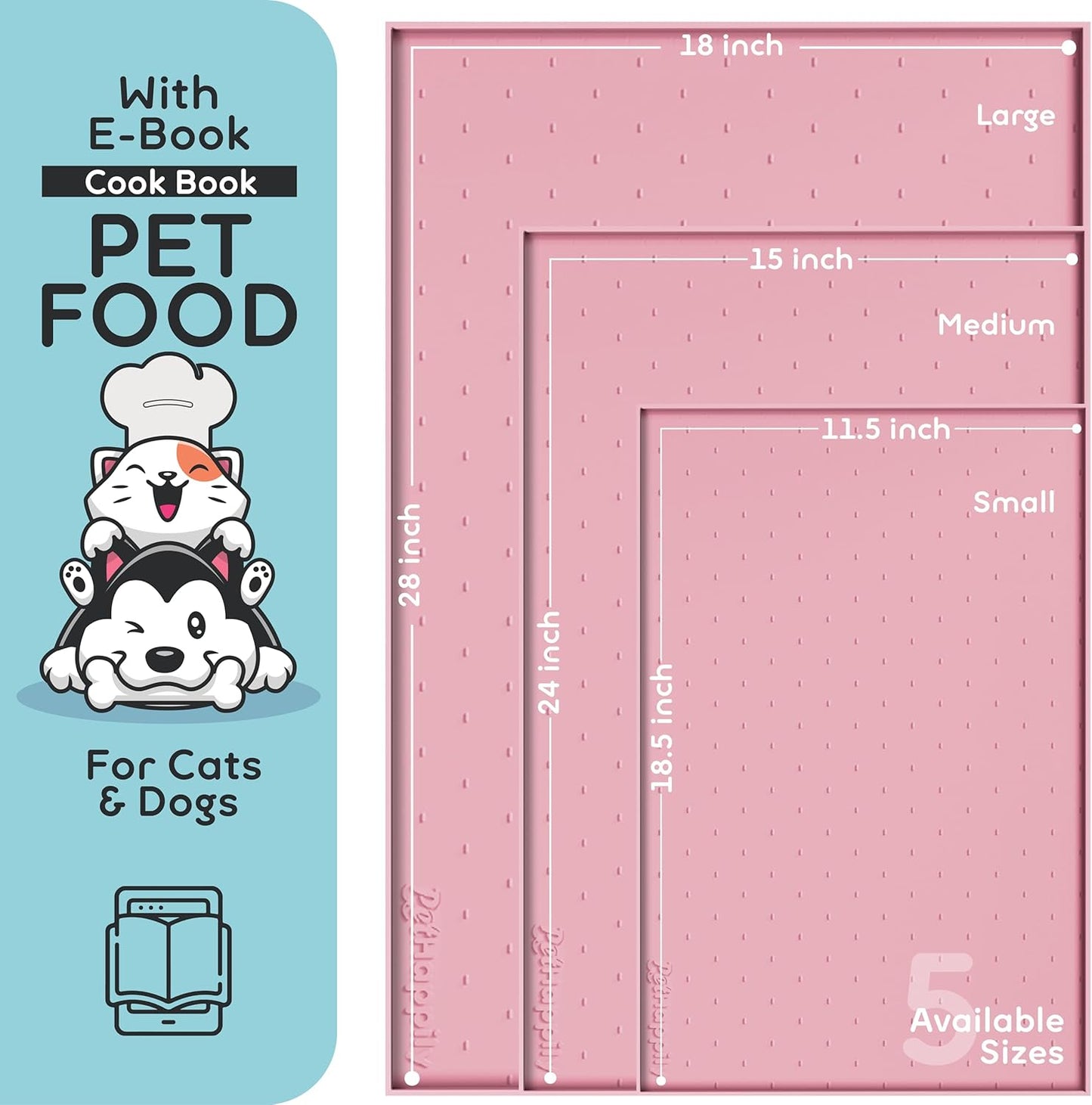 Dog Food Mat - Raised Edges Dogs Mat for Food and Water Prevent Spill, Waterproof Cat Food Mats Protect Floors, Easy Clean Dog Bowl Mats for Food and Water, Silicone Pet Feeding Placemats