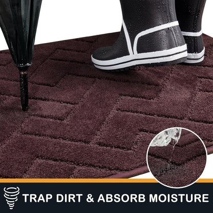 PURRUGS Dirt Trapping Door Mat 20" x 31.5", Non-Slip Machine Washable Entry Rug, Dog Doormat, Indoor Front Door Mat, Super Absorbent Entryway Rug for Muddy Shoes & Paws, Taupe
