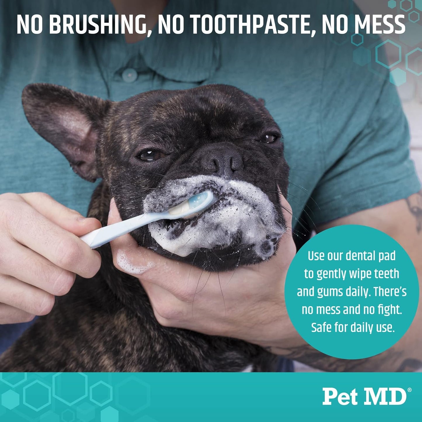 Pet MD Pet Dental Finger Wipes for Dogs - Plaque and Tartar Remover for Dogs to Improve Oral Care - Pet Teeth Cleaning Finger Wipes for Healthy Gums and Fresh Breath - Fresh Apple & Mint, 50ct
