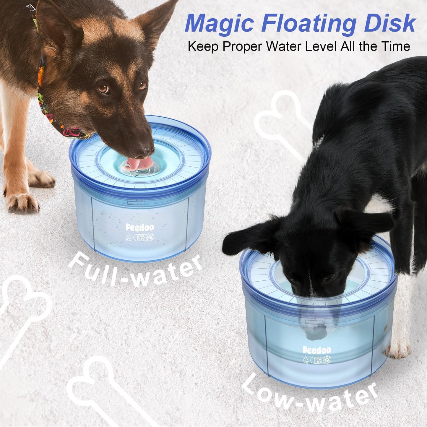 1Gallon No Spill Water Bowl for Dogs, Tritan BPA-Free Spill Proof Water Bowl with Non-Slip Mat, No Splash Slow Drinking Dog Water Bowl for Messy Drinker