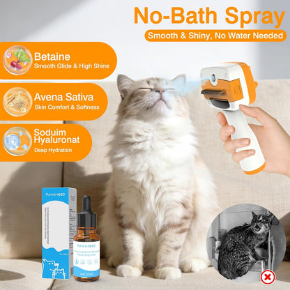 Pet Steam Brush for Dogs & Cats,5-in-1 Self-Cleaning Dog Steam Brush with 3 Swap-in Heads (Grooming, Dematting, Deshedding),Cat Spray Hair Removal Comb,Includes Pet Essence & Storage Bag