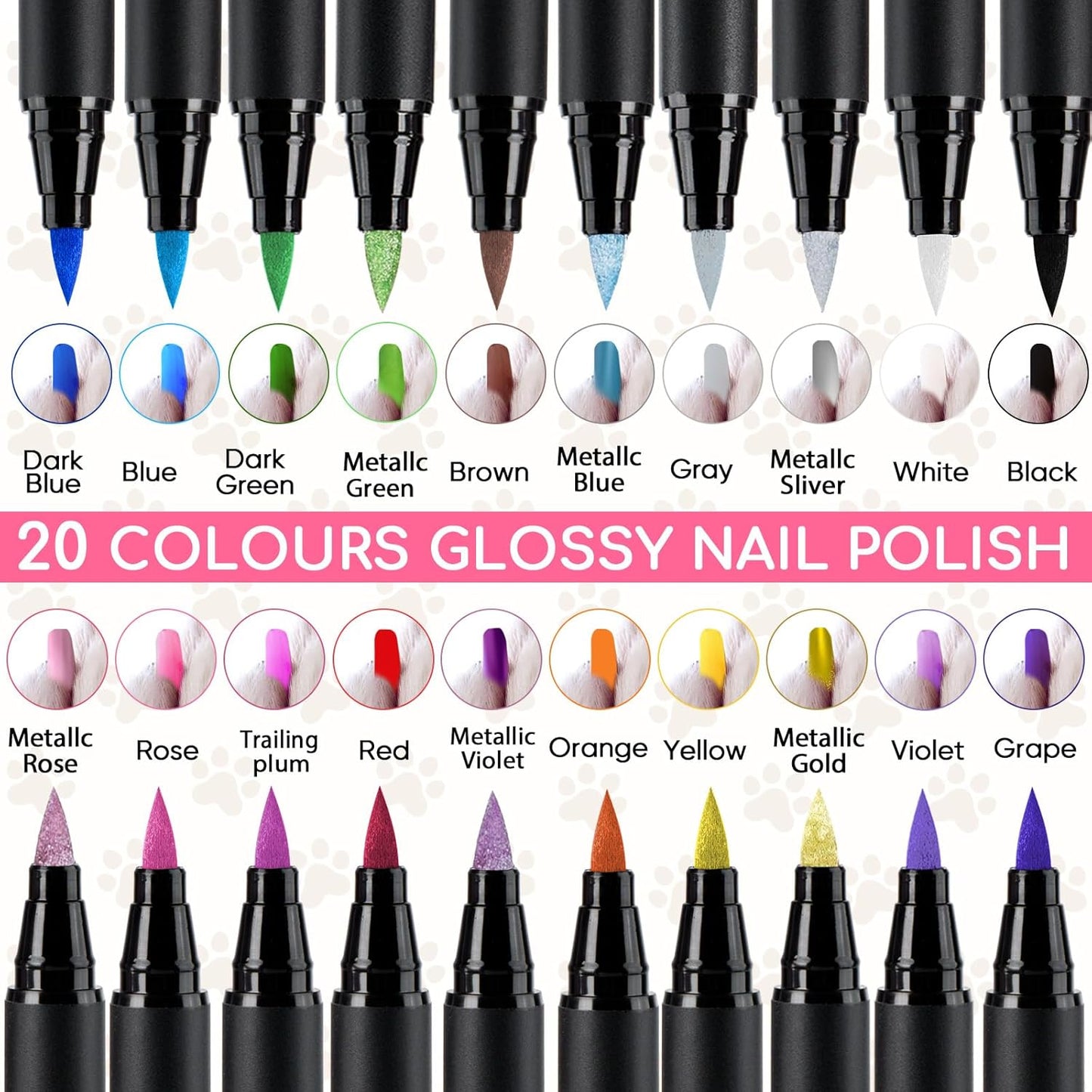 OLINGYOU 15 Colors Dog Nail Polish Pens Quick Dry, Pet Nail Polish Set for Dogs DIY Dogs Puppy Nails, Dog Safe Nail Polish Non Toxic, Odorless, Easy to Apply
