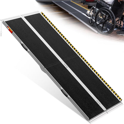 VNN Portable Wheelchair Ramp 4FT, Non-Slip Aluminum Ramps for Wheelchairs for Home, Handicap Wheelchair Ramps for Home Steps, Aluminum Loading Dock Plates, Doorways, Black