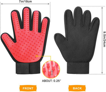 BYETOO Pet Dog Cat Grooming Glove with 261Tips,Gentle Deshedding Brush Glove,Efficient Pet Hair Remover Mitt,Massage Tool with Enhanced Five Finger Design,for Dog,Cat,Rabbit,Horse with Long/Short Fur