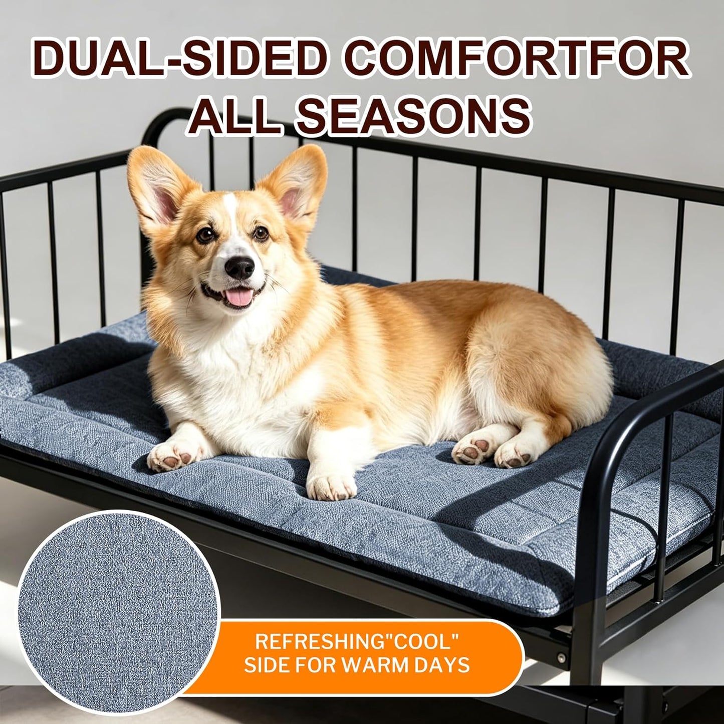 Dog Bed Mat, Reversible Crate Pad & Cute Dog Bed - Machine Washable Kennel Mat with Ultra Soft for Small Dogs (Cool/Warm), 24" x 18", Grey&Star