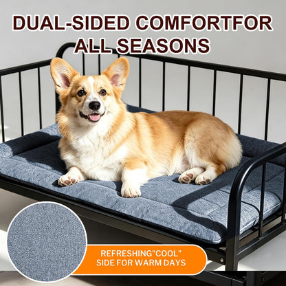 Dog Bed Mat, Reversible Crate Pad & Cute Dog Bed - Machine Washable Kennel Mat with Ultra Soft for Small Dogs (Cool/Warm), 24" x 18", Grey&Star