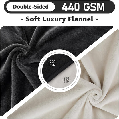 LOOBANI Waterproof Blanket for Bed: Reversible Soft Flannel Twin Bed Blanket 60" x 80", Leakproof Throw Spill-Proof Dog Pet Blanket for Couch Cover, Movie Time, Camping, Travel, Grey