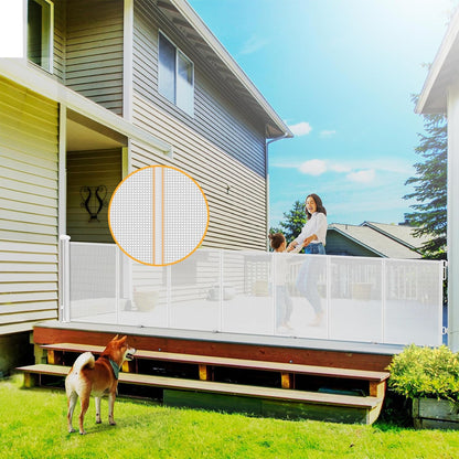 Uamector 138-Inch Extra Wide Retractable Baby Gate & Dog Gate, Reinforced Mesh Safety Gate Adjustable for Large Openings - Stairs, Doorways, Hallways - Indoor/Outdoor Use