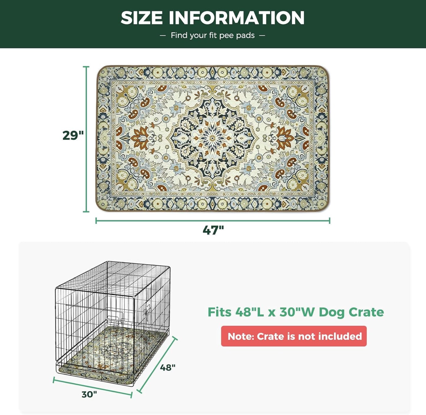 FXW Washable Pee Pads for Dogs, Puppy Pads with Super Absorbent, Specifically Designed for FXW Rollick/Homeplus 24inch 6 Panels Dog Playpen, 39" x 63" Rectangle, Khaki, 1 Pack