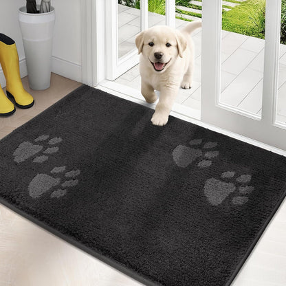 PURRUGS Dirt Trapping Door Mat 20" x 31.5", Non-Skid/Slip Machine Washable Microfiber Entrance Rug, Shoes Scraper, Dog Doormat, Super Absorbent Floor Mat for Muddy Wet Shoes and Paws, Grey
