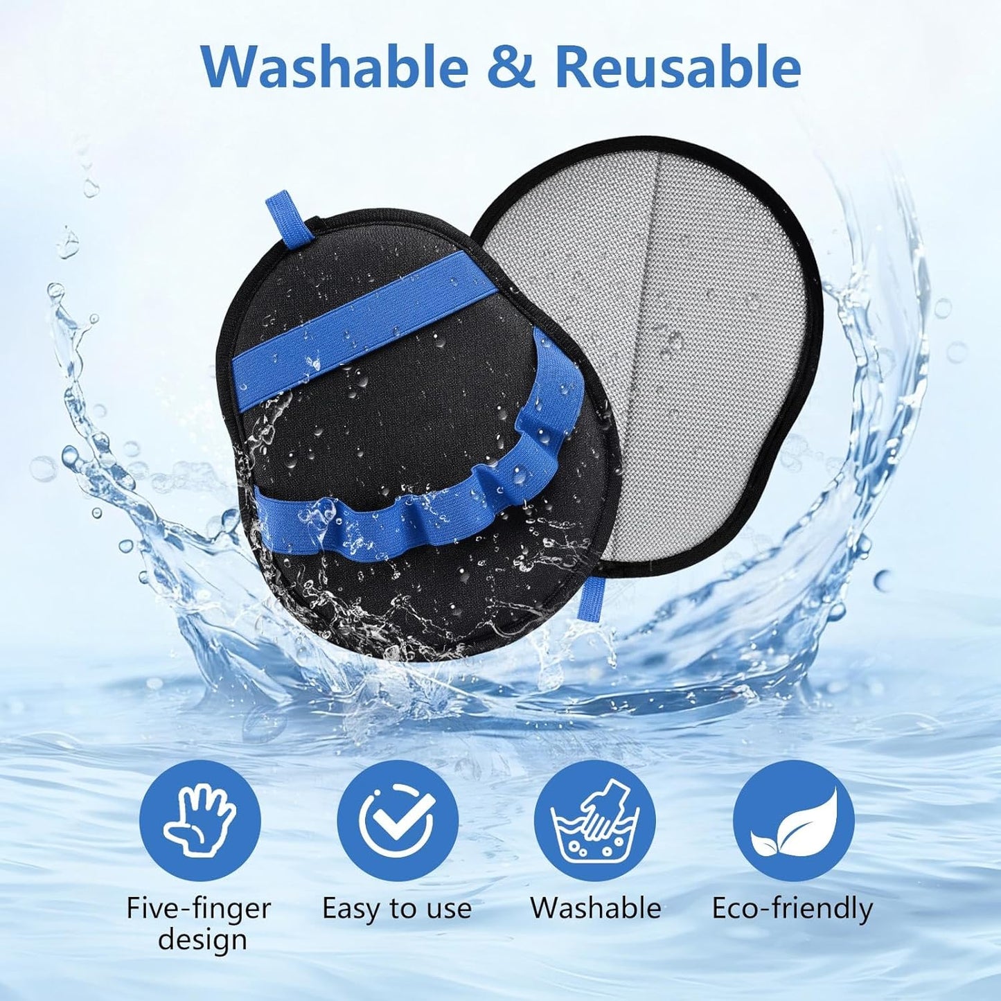 Pet Hair Removal Glove for Dogs & Cats, Reusable Washable Electrostatic Pet Hair Remover Glove, Pet Hair Mitt with Finger Straps for Couch, Carpet, Car Seats, Clothes, Furniture, Red