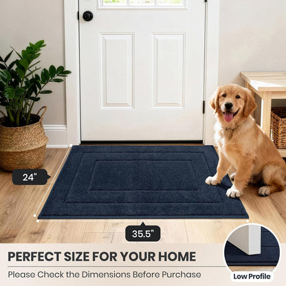 PURRUGS Dirt Trapping Door Mat 32" x 47", Non-Slip/Skid Machine Washable Entryway Rug, Dog Doormat, Super Absorbent Welcome Mat for Muddy Wet Shoes and Paws, Grayish Brown