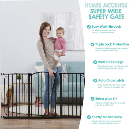 Regalo Safety 30.5-58" Extra Wide Arch Baby Gate with Door, Pressure Mount Walk Through Gate for Doorways & Bottom of Stairs, Babies, Toddlers & Pets, Tested & Safe, American Designed, American Owned