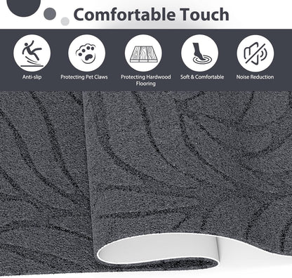 Fixmend Stair Treads Non Slip for Wooden Steps, 8" X 30" (15-Pack) Stair Runner Carpet Treads Indoor with Reusable Adhesive, Stairslide Carpets Rugs Safety Mats for Elders, Kids & Dogs, Dark Grey Leaf