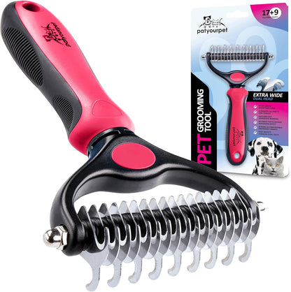 Pat Your Pet Deshedding Dog Brush For Shedding – Cat Brushes For Indoor Cats, Double-Sided Cat Brush Deshedding & Grooming Tool For Long Haired And Short Haired Dogs, Skin-Friendly