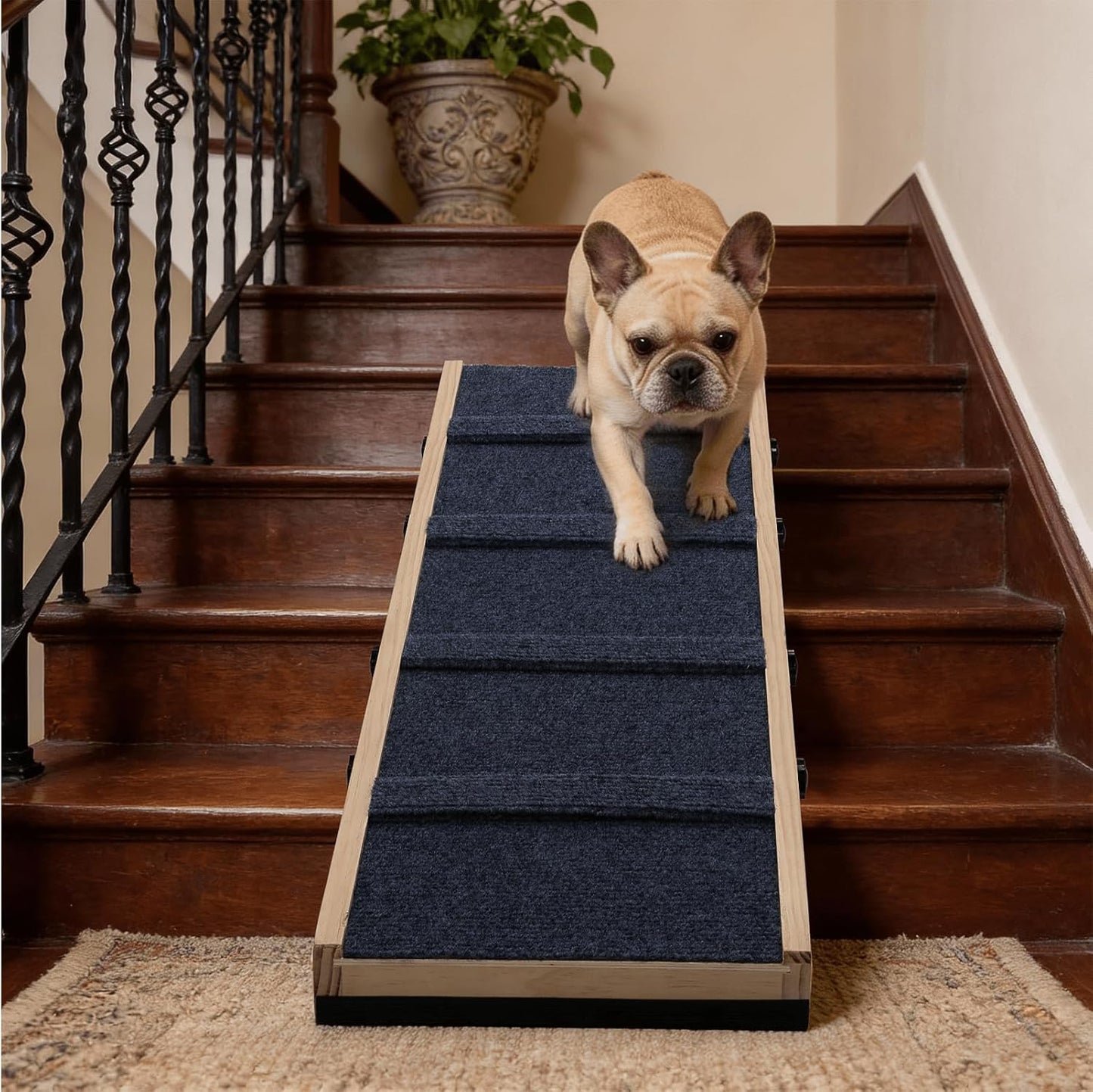 Dog Ramp for Stairs – 36×14 inch Wooden Adjustable Pet Ramp for Small & Medium Dogs, Nonslip Folding Dog Stair Ramp with Safety Carpet Surface for Indoor Steps and Home Use (1, 36 '' × 14 '')