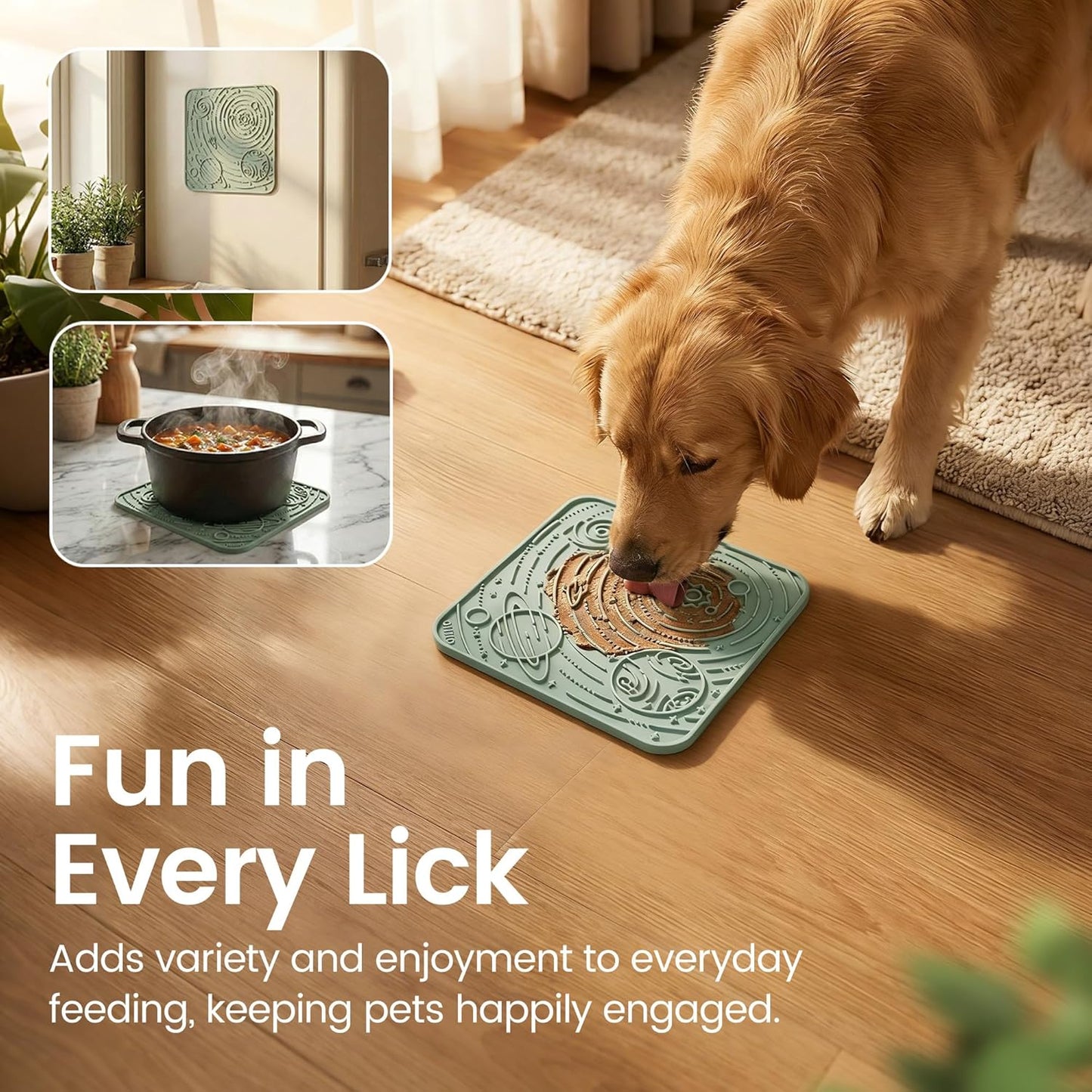 OHMO Lick Mat for Dogs and Cats(Small, Camo&Light Green, 2pcs) Enrichment Accessories Toy Space Star Easy Clean Pet Slow Feeder/Suction Cups, Licking Pad for Anxiety Relief and Boredom Reduction
