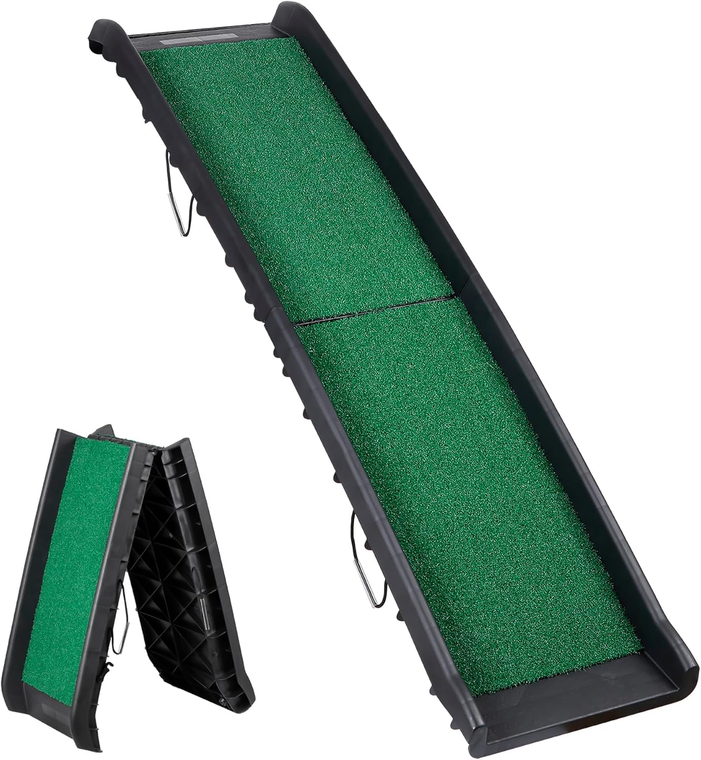 62 Inches Folding Dog Ramp for Cars Trucks SUVs Portable Pet Ramps for Large Dogs Non-Slip Stairs Step Ladder with Raised Siderails, Black